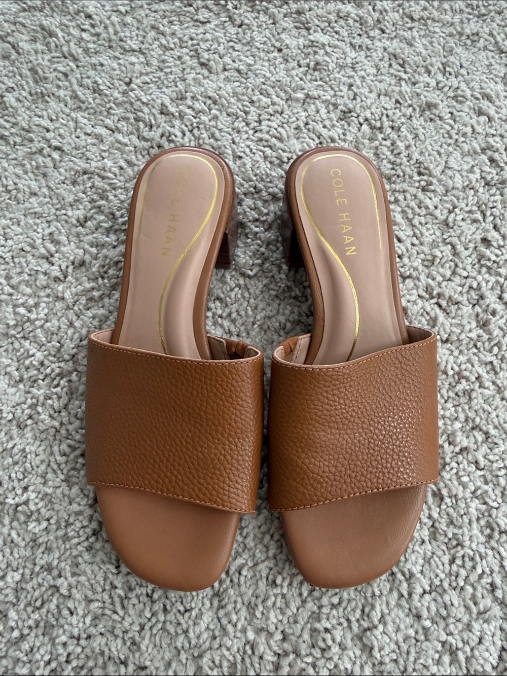 Cole Haan Tan Brown Leather Slide Mules